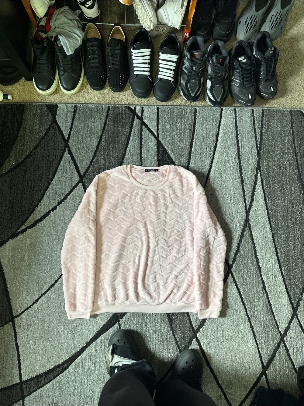 Fifth Sun Light Pink Textured Crewneck Sweater